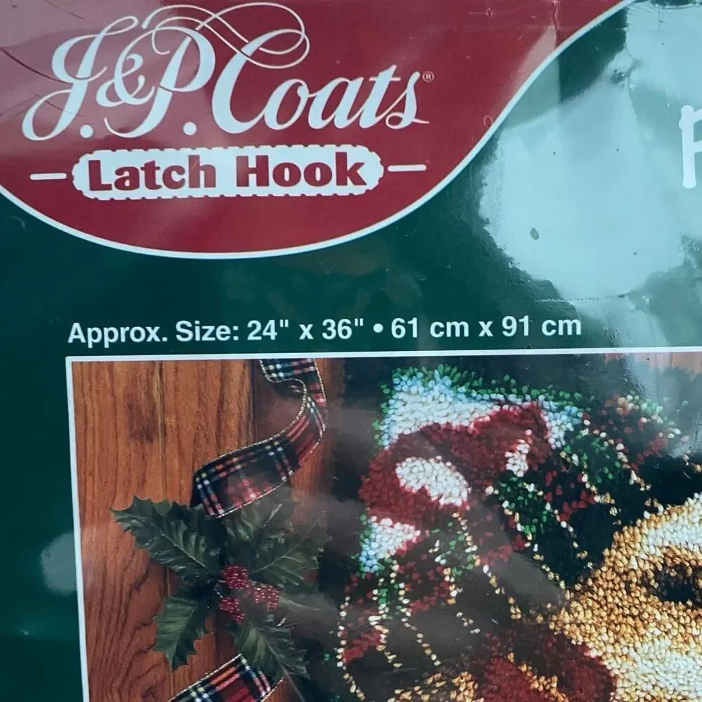 J&P Coats Plaid Bear Latch Hook Rug Kit 1997 Sealed in Package